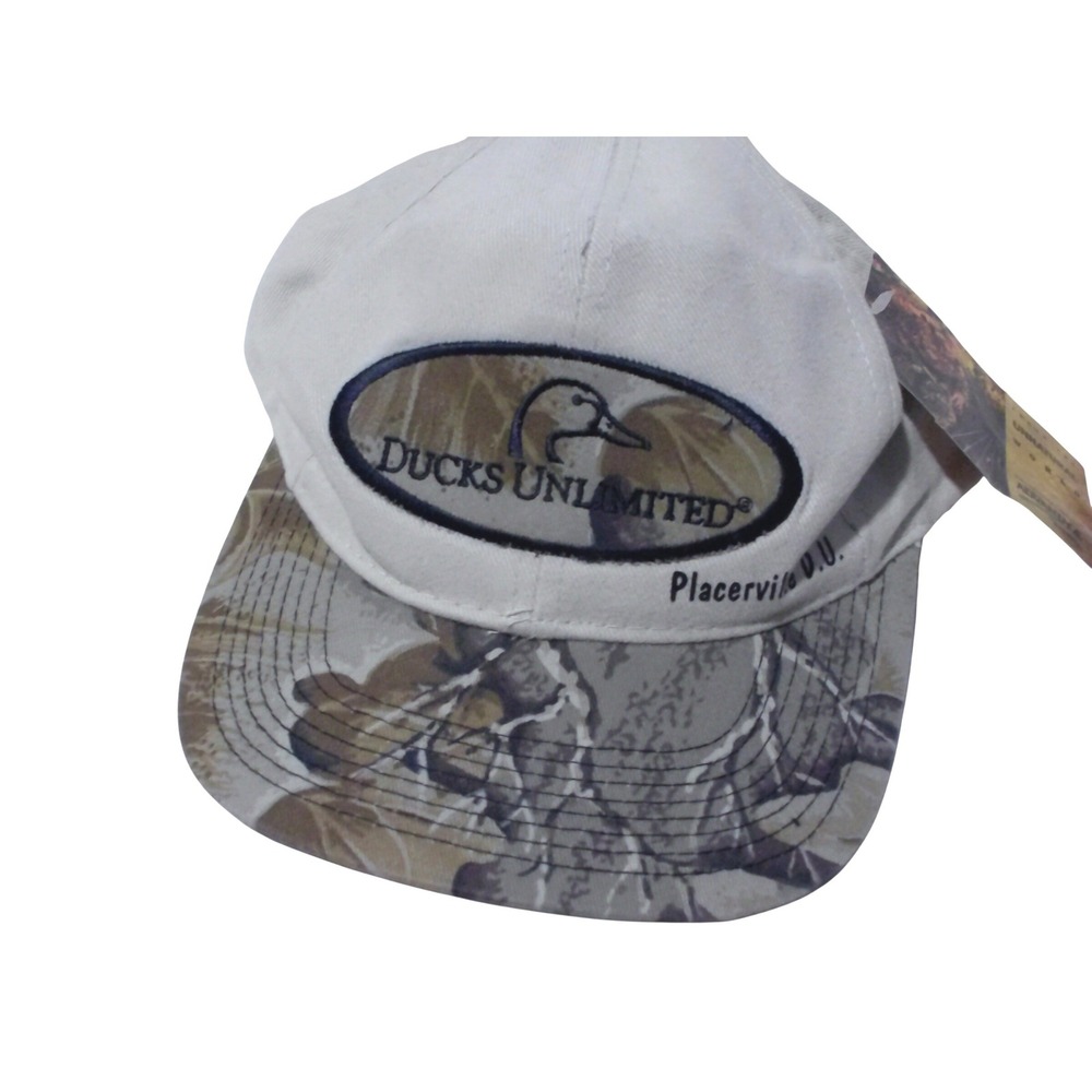 Ducks Unlimited Snapback Hat Tan Advantage Camo Placerville DU‎ Hunting Cap NWT